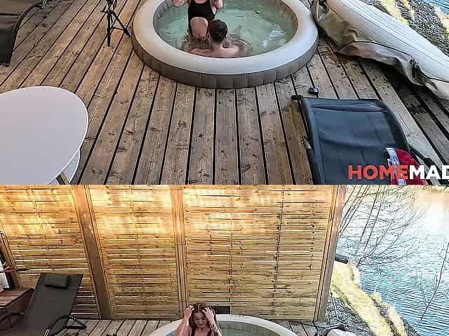 HomemadeXXX - Soaked Olivia Sparkle Dicked in Outdoor Jacuzzi Tub in Weekend Cottage