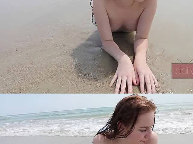 redhead teens 1st tour to a exposed beach