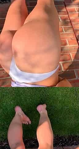 Blonde mature with big boobs masturbates in bed