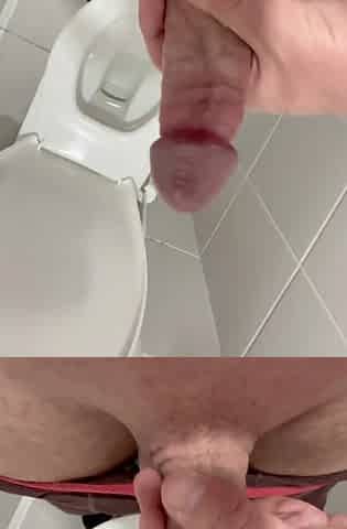 desperate horny - hard wanking in a public toilet