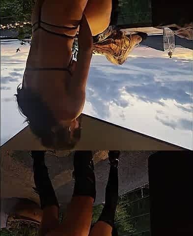 Sissy Lola Gets Doggy style Banged by Mistresse Stessy on a Balcony During Sunset