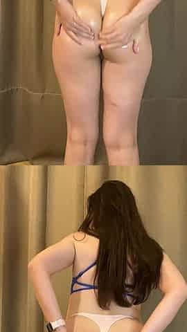 Oil for a Juicy Butt, a Butt Plug and a Butt Massage in a Thong