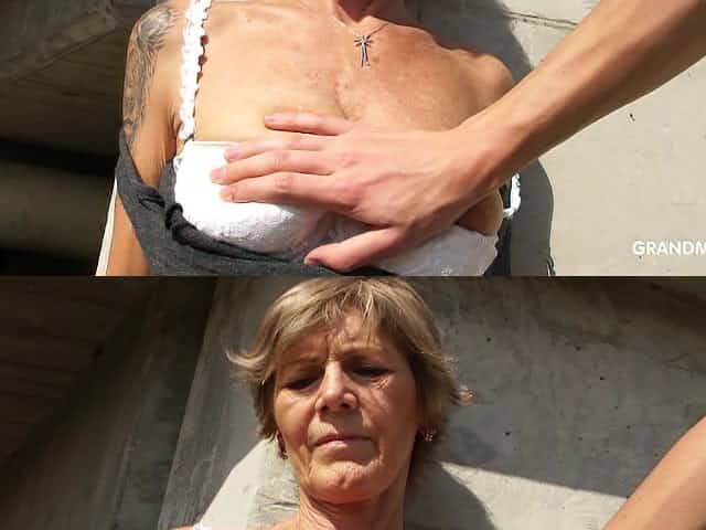 19 yo geek enjoys fucking mouth of horny granny in public