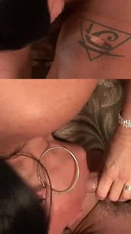The lady is getting fucked by two horny cocks