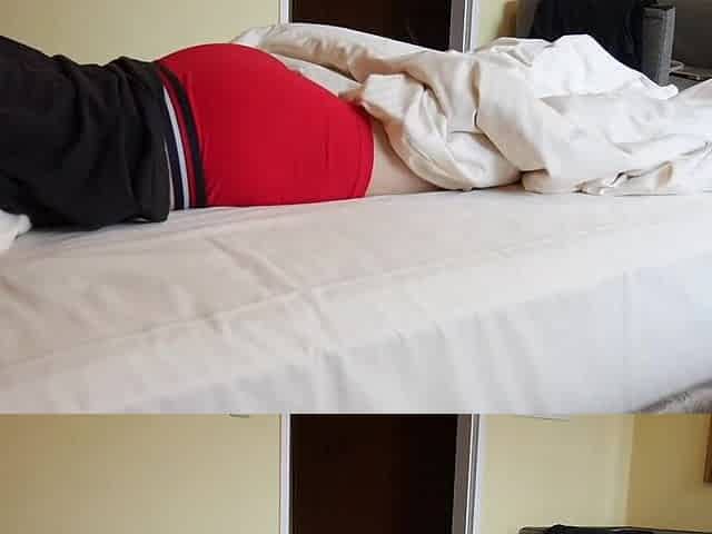 Lascivious hunk jerks off in a hotel room / cums harder than ever