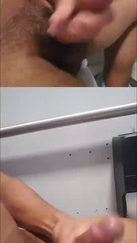 Nearly Caught in Public Bath Jacking Off