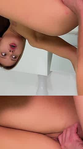 Instead of Lunch, a Naked Hottie Girl on Table": Lucky Guy, Fucking a Tight Pussy