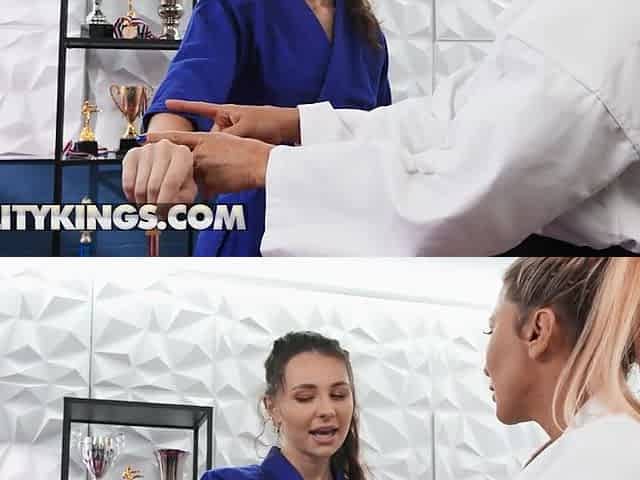Buxom lesbian turns judo session into steamy fuck