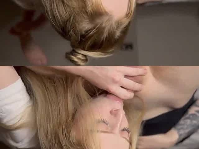 Close-up oral job with a large palpitating ejaculation!
