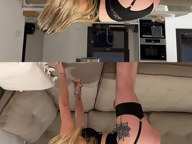 Intensive sofa fuck with goth Blonde The Queen