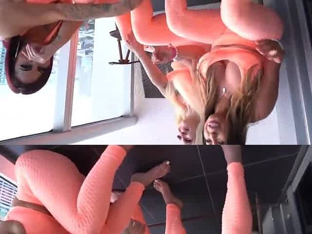 Fat butted trio of milfs blew his BBC on the balcony