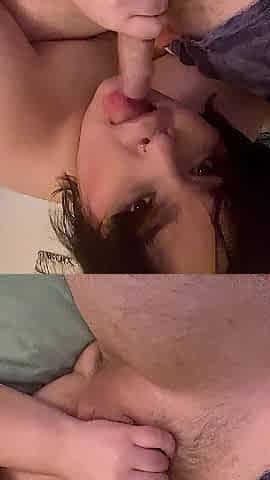 Homemade fellatio in couch