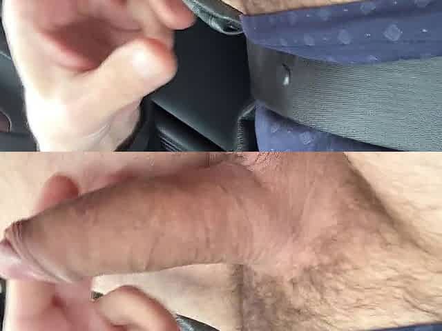 Public masturbation in car during the time that driving, edging on a lengthy tour