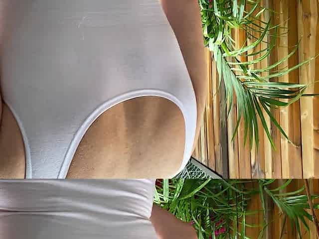 Step Mama Sheer When Moist White Bodysuit - Fingering Tease