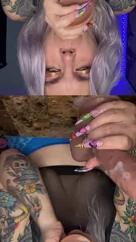 Double Dildo Sloppy BJ Spit Play