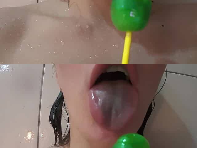 ASMR: Sucking Chupa Chups in the shower????????????