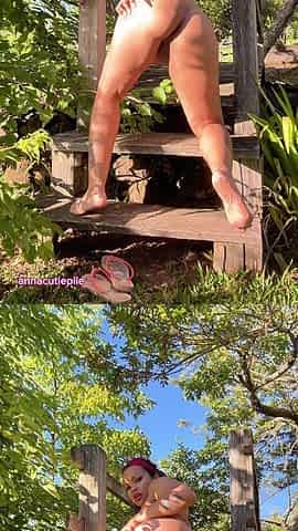 Chubby Girl Masturbation Squirt Pee and Farts Outdoor