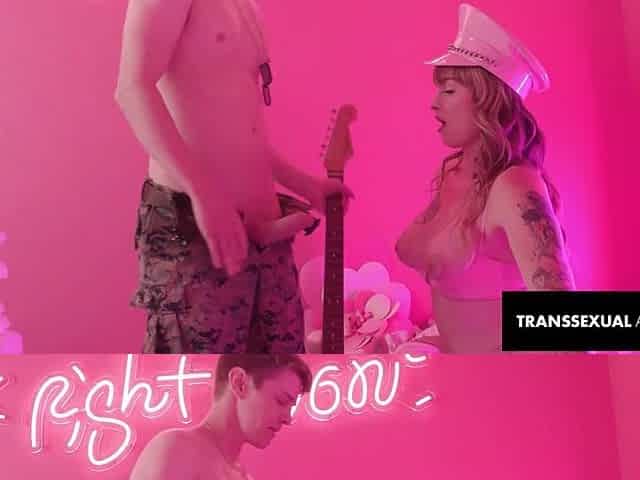 T-GIRL CUTIE - Charming TS Cuties BLAKE RAVISHING & AUTUMN RAIN Screwed By Dom Army Chaps