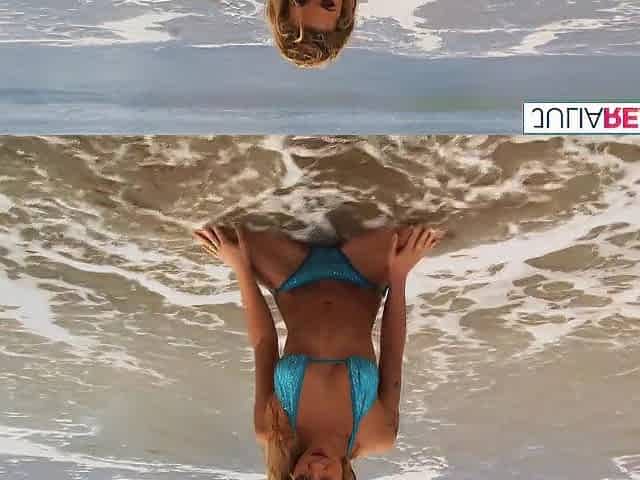 Masturbating on the beach with the golden-haired Maria
