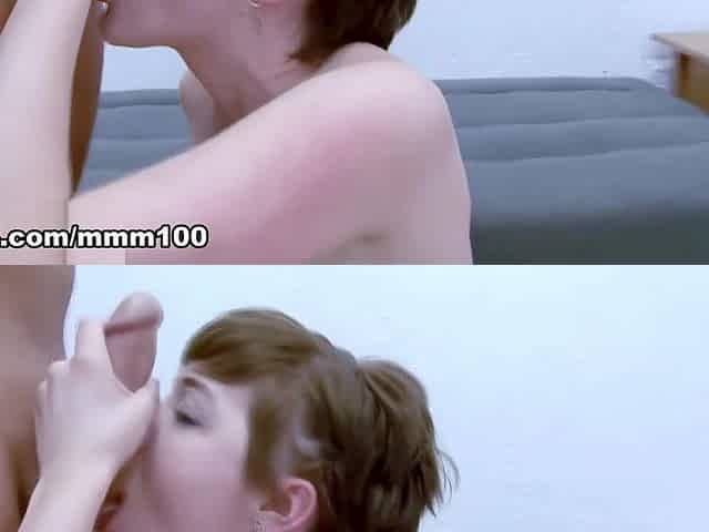 Young short haired slut Emma Snow gets her pussy eaten and fucked - MMM100