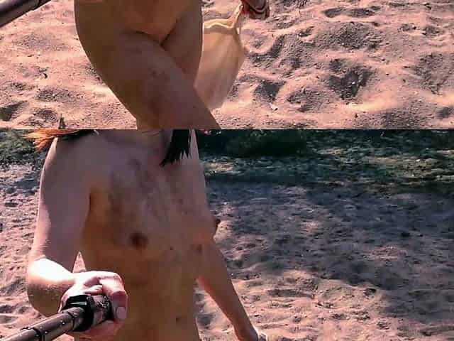 Outdoor sexy solo scene with teenie masturbating