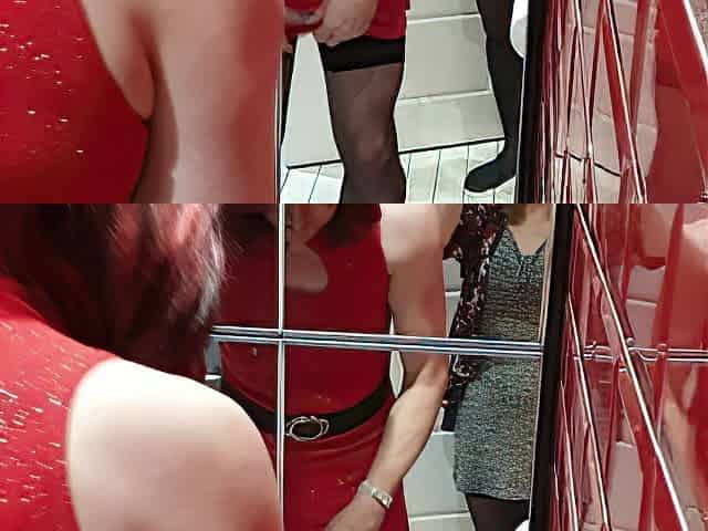 Sissy Lucy Pissing in Chastity Cage