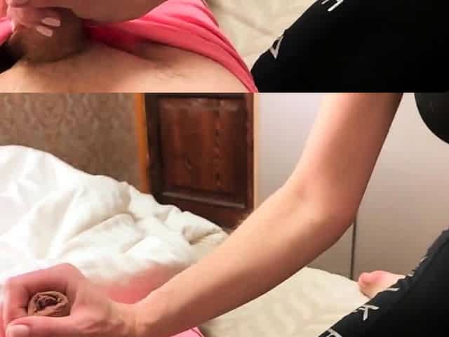 Big-Ass MILF Helps Step Son Cum with Blowjob