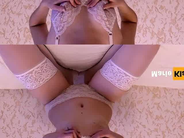 Solo beauty in nylons and pants masturbation, female play cunt climax