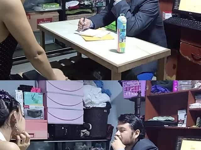 Unemployed floozy opens her throat and legs to get a job over other applicants, the owner takes out his jock