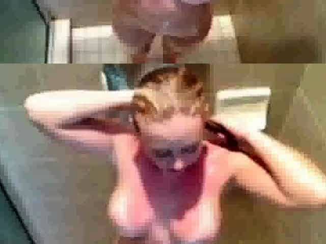 stepdaughter soaps and shaves in shower (voyeur)