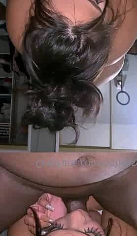 Wet and messy amateur blowjob and handjob