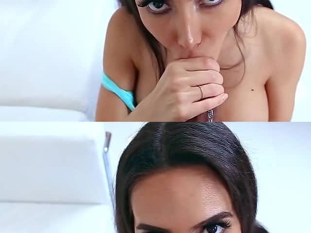 Busty brunette gets black cock to damage her pussy
