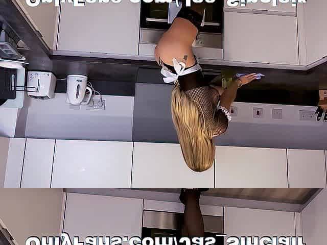 Wicked Breasty Kitchen Maid Bangs Herself!