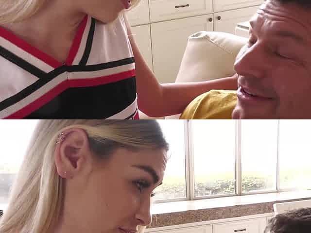 Cheerleader Delilah Day caught in a compromising school uniform situation
