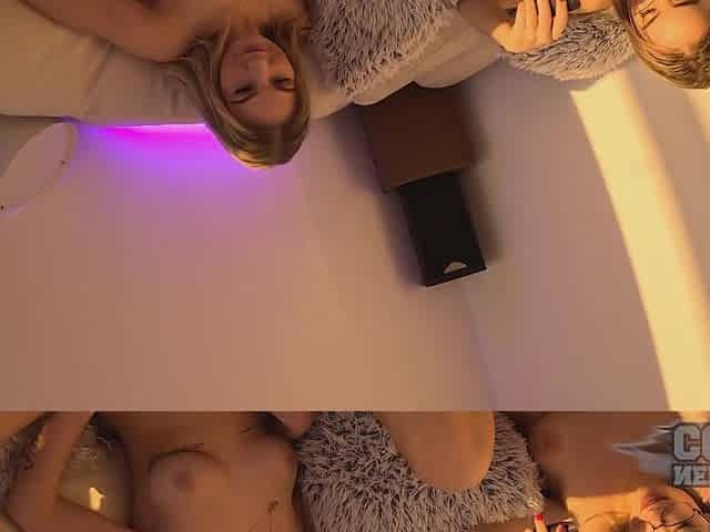 Luana With Her Friend Mickey Mutual Masturbation On The White Casting Couch