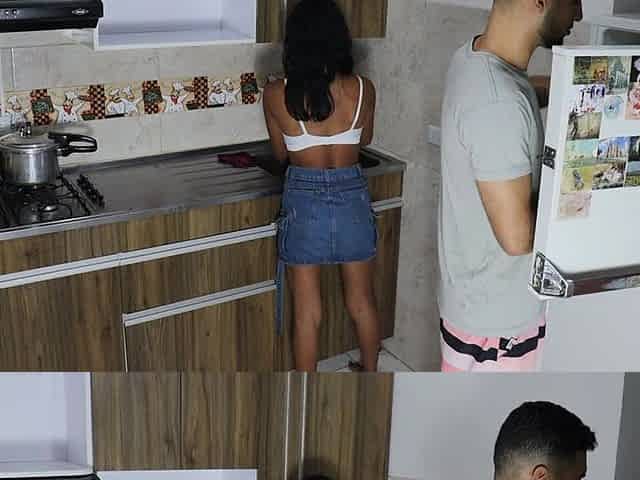Maid Gets Fucked by the New Tenant of the House, She Makes the Food for the House but He Fucks Her in the Kitchen