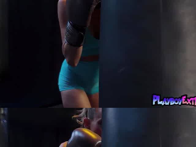 Muscular large bazookas teen blondie loving bare training