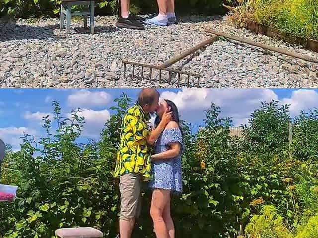 Coarse outdoor bang in the garden whilst picking berries