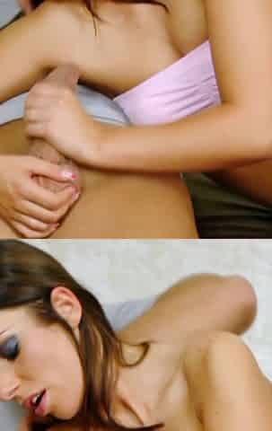 Great Handjob for a Hot Cum on Titswith Sexy and Natural Brunette MILF