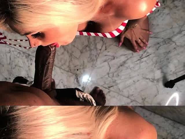 Hot Blonde Babe Giving Handjob