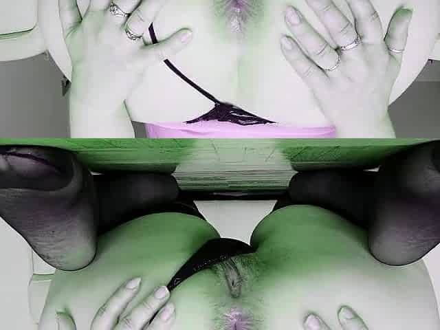 Anya: winking dark hole, large butt, butt widen