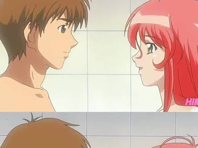 Anime Uncensored - My breasty stepsister catches me masturbating in the baths