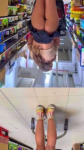 Public Upskirt: Luna Bends Over and Reveals Her Butt with a