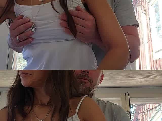 I was doing some ironing when my spouse came to get his tshirt and ended up screwing my booty