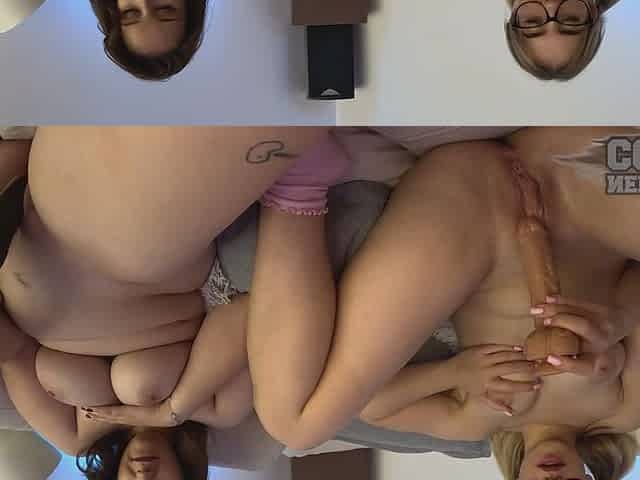 Vanessa Klein And Mickey On The White Casting Couch Dildo Masturbating Side By Side