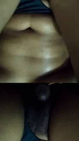 Rubbing the hard cock on her erected juicy clit
