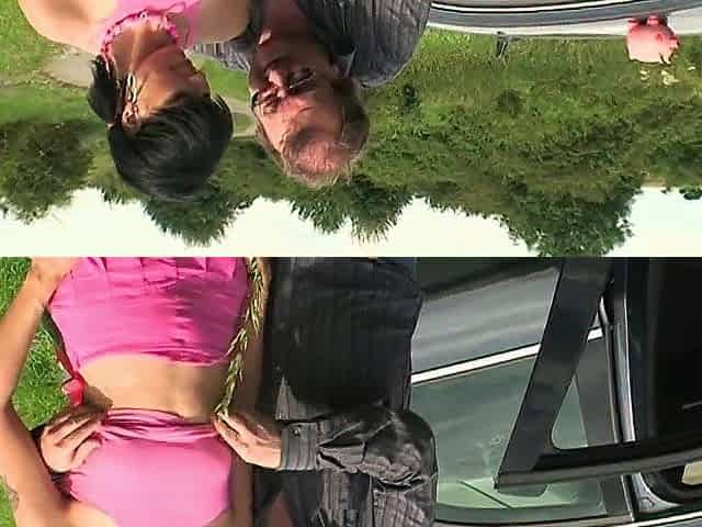 Cute teen enticed by her old man after a car ride