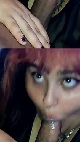 My Girlfriend Gets Hungry and Kneels Down to Eat My Cock