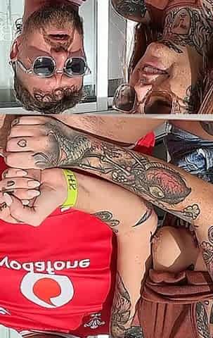 Handjob with Huge Cumshot on the Balcony!
