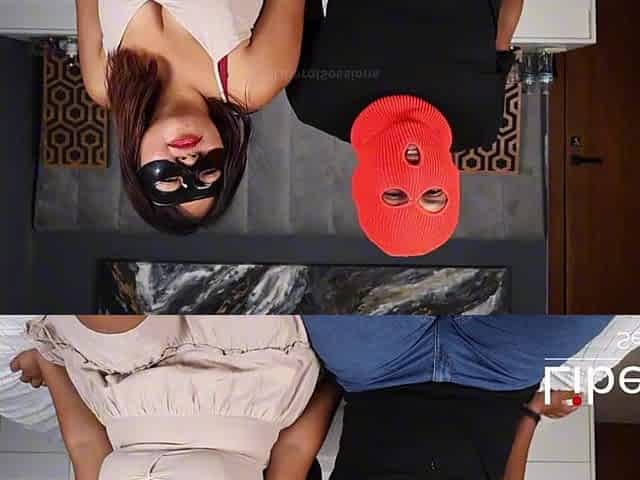 Cuckold blindfolds his wife and makes her suck 2 strangers' weenies.